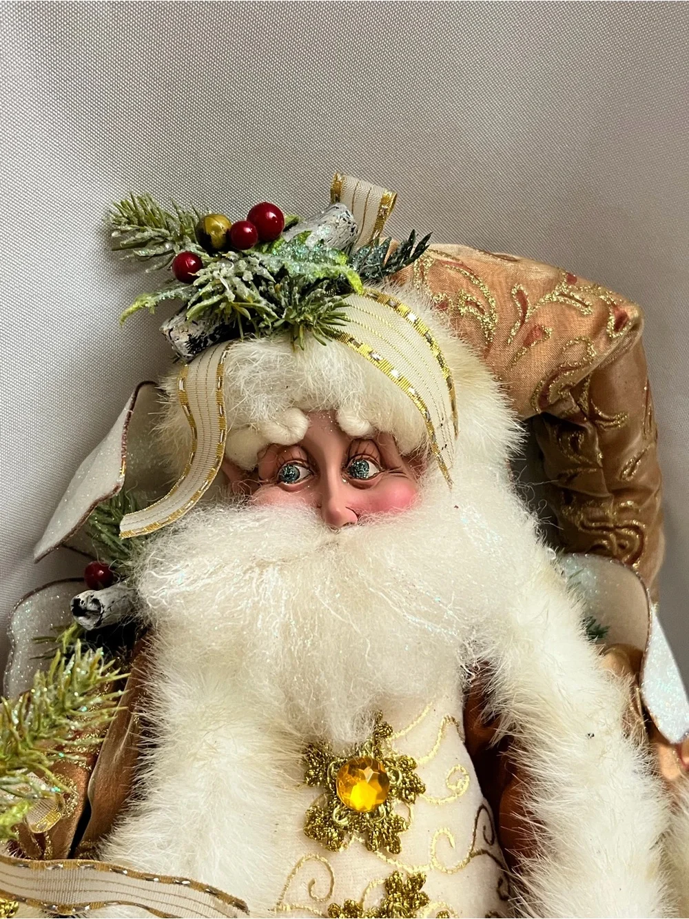 Mark Roberts Collection 20” Christmas Santa Claus Figurine Gold Ivory Holiday